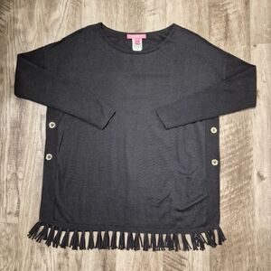 Lilly Pulitzer Black Fringe Sweater